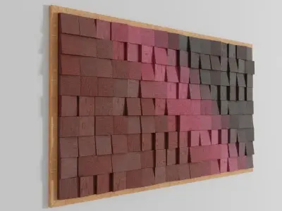 Wood wall art mosaic panel decor frame collection Low-poly 3D model