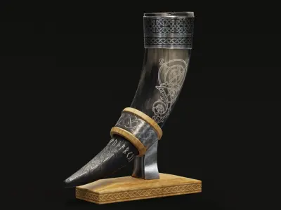 Drinking Horn Cup - Black 3D model