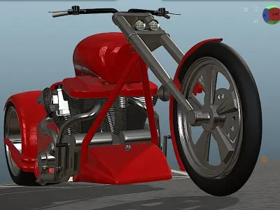 Brouhard Design V-4 Softail Chopper - High Poly 3D model