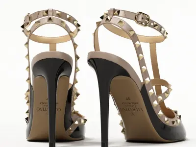 Valentino Patent Rockstud Caged High Heels Low-poly 3D model