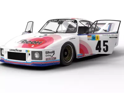 Porsche 935 K2 1978 Le Mans Racing HQ interior 3D model