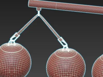 HOOKED-GLOBE-ISLAND-CHANDELIER six light brass chandelier wit... 3D model