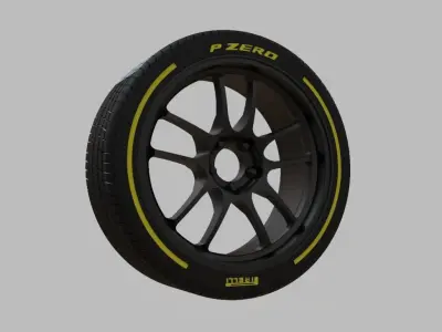 Miniature Enkei PF01EVO Rim and Tire - 3D Print - No Textures 3D print model