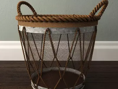 Assorted Metal Burlap Basket 3D model