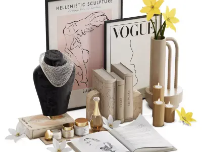 Beige decorative set 3D model