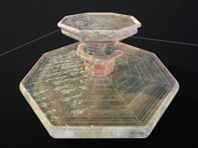 Octagon Marble Fountain  Low-poly 3D model