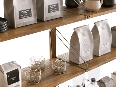 Coffee Shop Shelves Decoration for 3Dsmax Corona Renderer 3D model