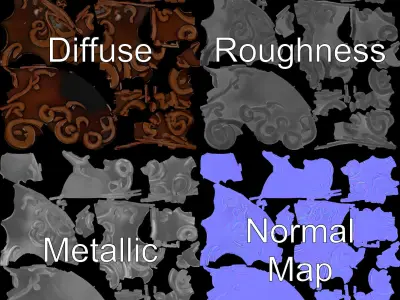 Ornate Sphere Model Pack with Decorative Swirls Low-poly 3D model