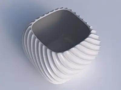 Bowl semi-quadratic with extruded vertical lines 2 3D print model
