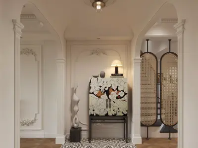 Luxury living and dining room interior 471 3D model