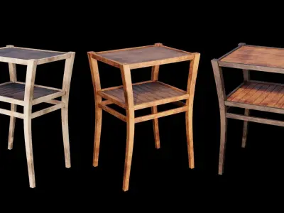 PBR WOOD FURNITURES - Collection 01  - 4K Textures Game Ready Low-poly 3D model