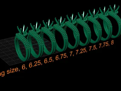 Ring 5382- Engagement and wedding 3D print model