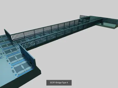Scifi Pedestrian Bridge Collection 3D Model Pack