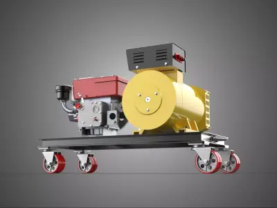 WHEELED ENGINE DIESEL POWER GENERATOR SET GENSET DYNAMO MOTOR AC 3D model