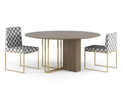 MERIDIANI Plinto Round Table and Rider Chairs 3D model