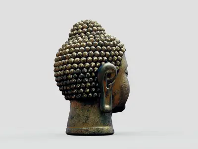 Buddha Old Golden Head Low-poly 3D model