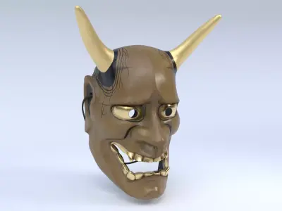 Japanese Mask Hannya Low-poly 3D model