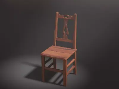 Wooden Chair Low-poly 3D model