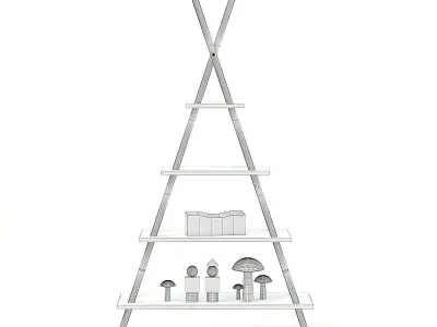Teepee Shape Shelf with Decorations 3D model