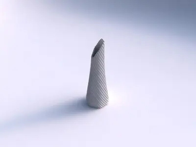Vase top bent hexagon with bent extruded lines 2 3D print model