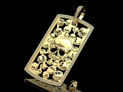 Pendant skull plate and diamonds 3D print model