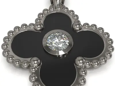 Cross pendant with gem enamel ready 3D print model