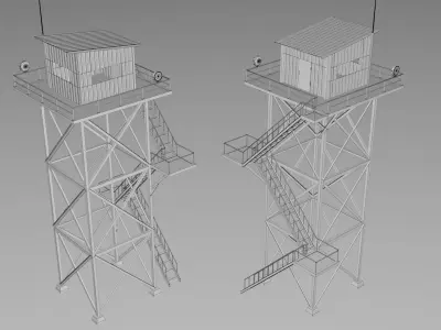 Guard Tower Collection - Game Ready Low-poly 3D model