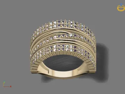 STL 3DM Print Ready Women Diamond Ring Lightweight Printable  3D print model 76