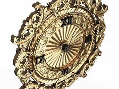 Classic Wall Clock 019 Gold Low-poly 3D model