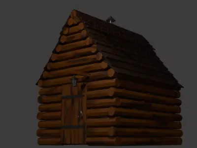 Wooden Cabin Free low-poly 3D model
