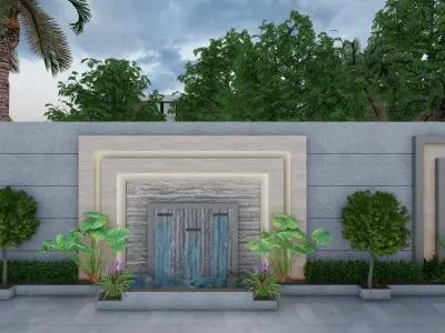 Fountain Wall Low-poly 3D model