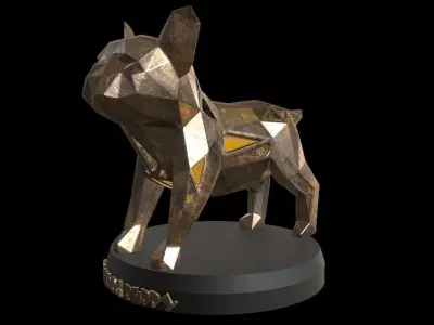 Steampunk Bulldog Puppy Low-poly 3D model