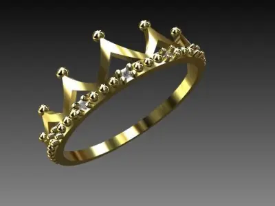 Ring Crown diamond 3D print model 3D print model
