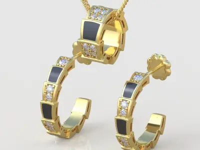 Pendant and Earring Set 3D printable model 0106 3D Model Pack