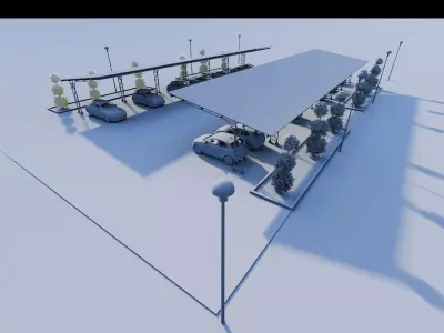 Roof Parking-Parking Lot 3D model buy
