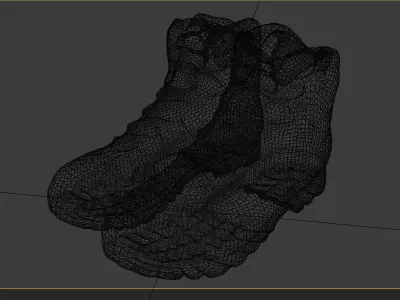 Pair of trekking hiking boots shoes outdoor footwear 3D model