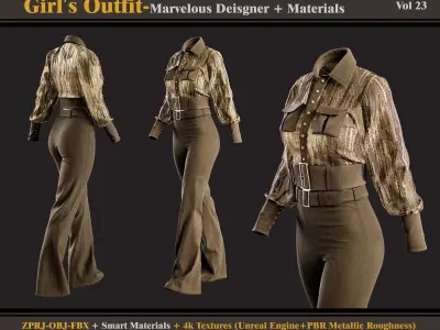 Girls Outfit- MD-Clo3d - Smart Material - Textures - OBJ - FBX 3D model