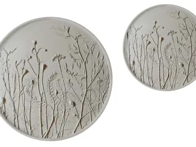 Botanical bas-relief 3D model