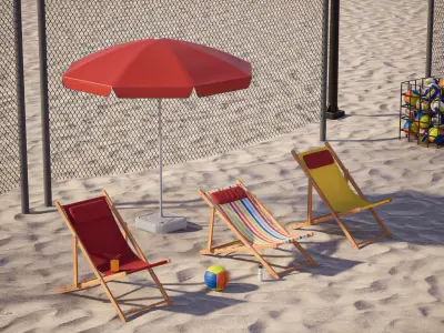 Beach Volleyball Set 1 Game Ready UE Low-poly 3D model