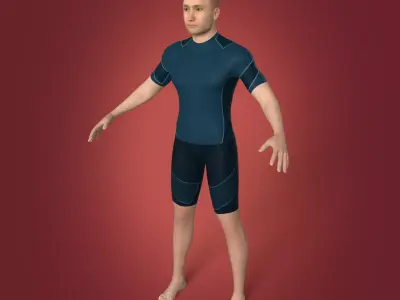 Surfer - Swimmer With High Quality IK-FK Rig Low-poly 3D model