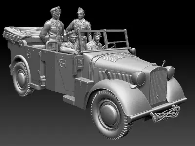 horch 901and general Rommel 3D print model