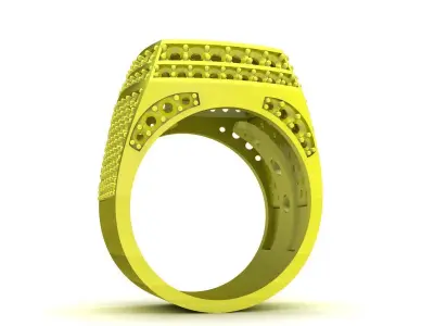 Luxury Pave Square Diamond Ring for Men  4936 3D print model