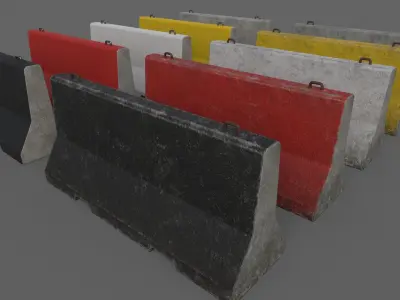 PBR Concrete Barrier V5 Low-poly 3D model