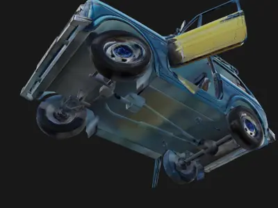 Blue Travel Car Low-poly 3D model