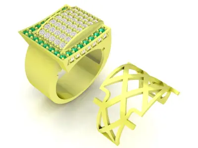 Luxury Square Pave Diamond Ring for Men 3932 3D print model