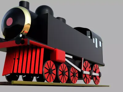 Steam Engine with Rails - 3D Model 3D model