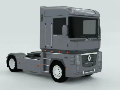 TRUCK Renault MAGNUM 520 Grain-trailer READY FOR SUBDIV 3D model