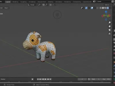 Cute Cow Low-poly 3D model