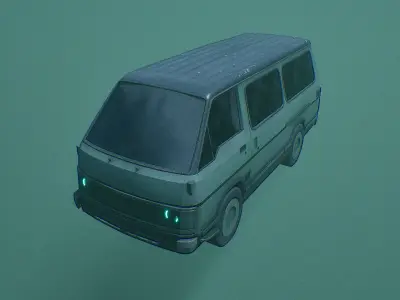 Retro Futuristic Van Low-poly 3D model
