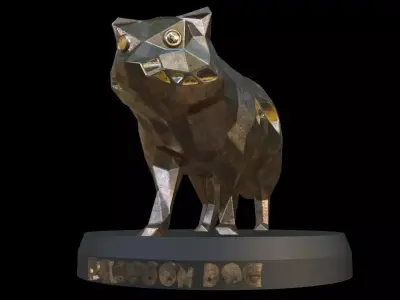 Steampunk Raccoon dog Pose Low-poly 3D model